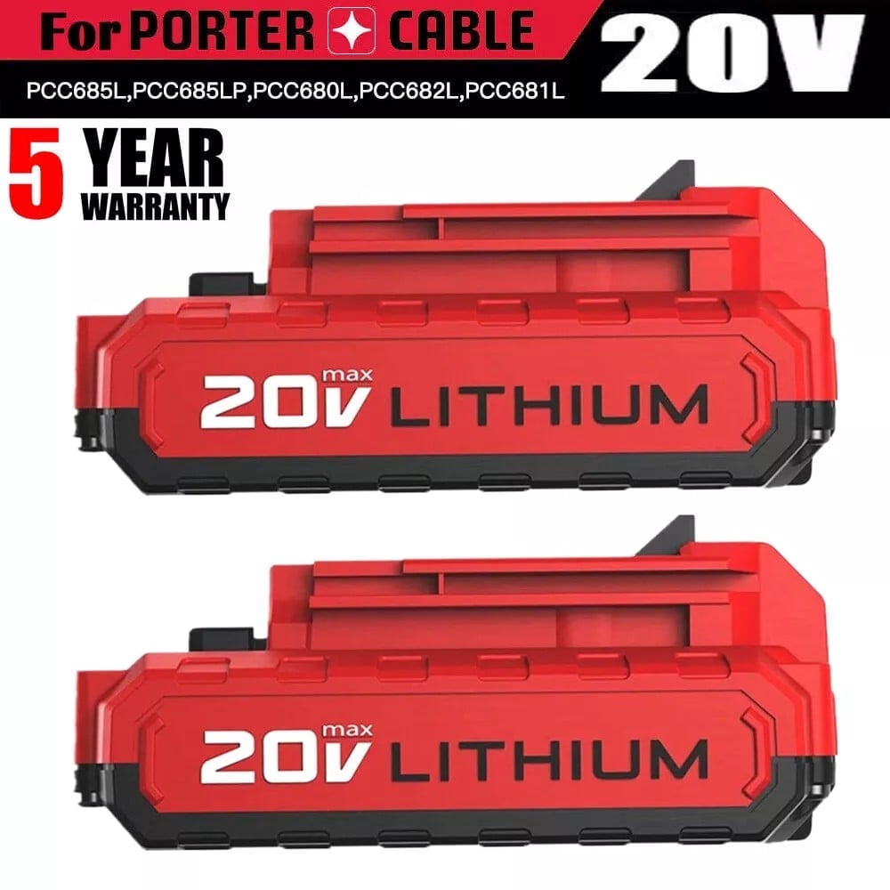2 Pack 3.0Ah 20V Lithium-ion Replacement Batteries Compatible with Porter Cable 20V Battery PCC681L PCC682L PCC660 PCC641 PCC683L PCC685L PCC601 PCC670