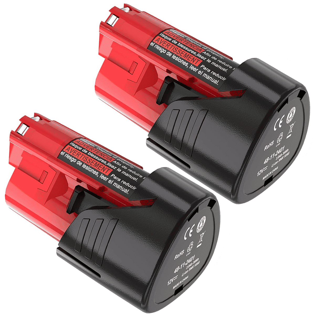 2 Pack 3.0Ah Replacement for Milwaukee M12 12V Lithium Ion Battery, Compatible with Milwaukee 12V Tools / Heated Jacket 48-11-2420 48-11-2440 48-11-2402 48-11-2411 Cordless Power Tools