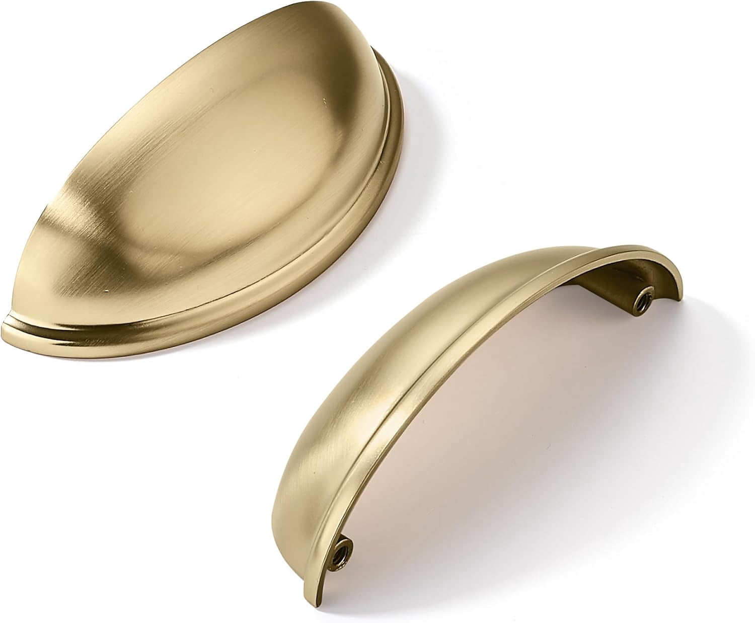 2 Pack 3-1/2" Drawer Pulls Brushed Brass Cabinet Cup Pulls Kitchen Hardware Cabinet Handles Drawer Handles Knobs 3.5 inch Hole Center