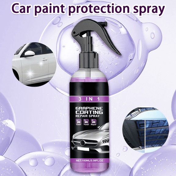 2-Pack 3 IN 1 car cleaner Graphene Coating Repair Spray – 100ml/3.38fl oz Bottles, Waterless Clean, Polish & Scratch Repair, car polish detailing supplies for Sedans/SUVs/Trucks/Motorcycles