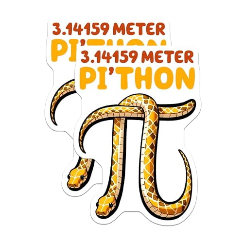 (2 Pack) 3.14159 Meter Python Magnets - Snake Pi Symbol - Fun Math Decor - 5" On Longest Side - for Cars, Fridges, Toolboxes - Made in USA - MAG8156