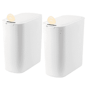 2 Pack 3.2 Gallon Automatic Touchless Garbage Can, Small Motion Sensor Smart Trash Can, Slim Waterproof Trash Bin for Bedroom, Bathroom, Office, Living Room, White