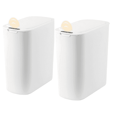 2 Pack 3.2 Gallon Automatic Touchless Garbage Can, Small Motion Sensor Smart Trash Can, Slim Waterproof Trash Bin for Bedroom, Bathroom, Office, Living Room, White