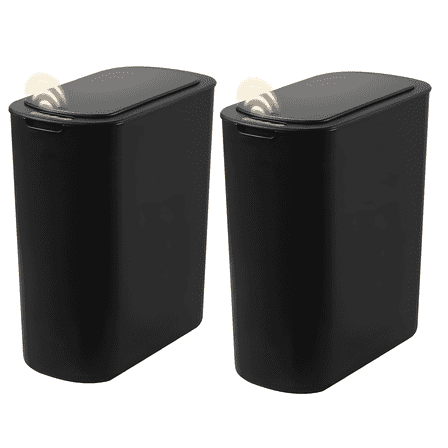 2 Pack 3.2 Gallon Automatic Touchless Garbage Can, Small Motion Sensor Smart Trash Can, Slim Waterproof Trash Bin for Bedroom, Bathroom, kitchen, Office, Living Room, Black