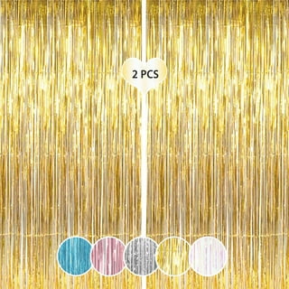 Gold Foil Curtain Backdrop - 3x8 Feet, Pack of 2