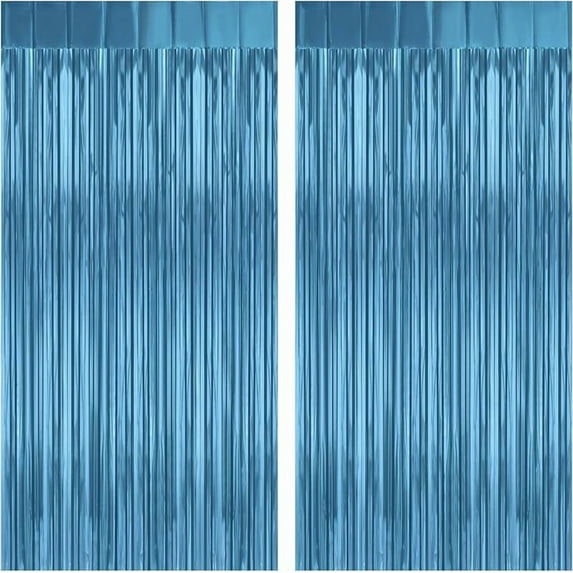 2 Pack 3.2ft x 8.2ft Black Tinsel Foil Fringe Curtains, Metallic Foil Tinsel Photo Booth Backdrop Streamer for New Years Decorations Halloween Bachelorette Birthday Holiday Celebration Party Supplies