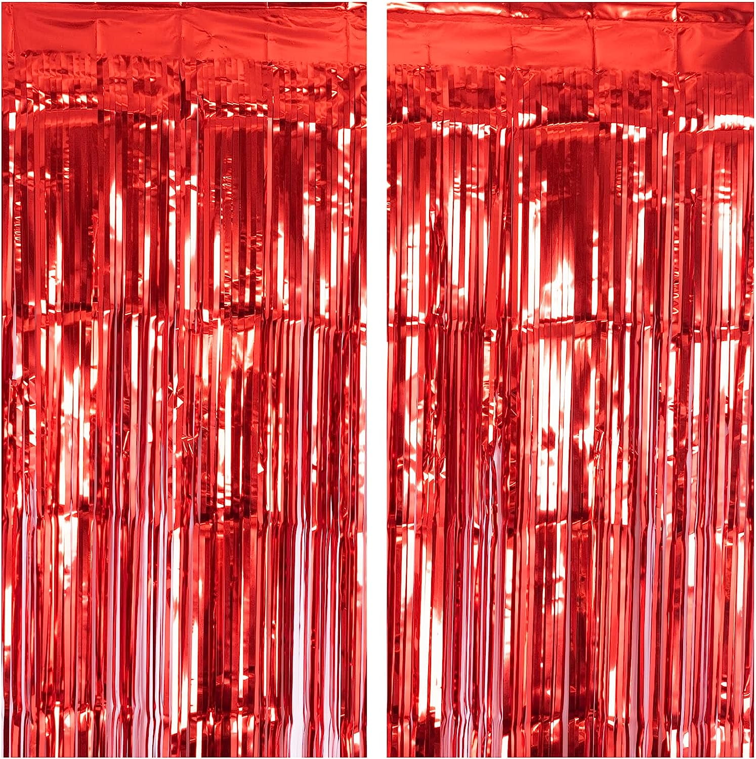 2 Pack 3.2ft x 8.2ft Tinsel Foil Fringe Curtains, Metallic Foil Tinsel