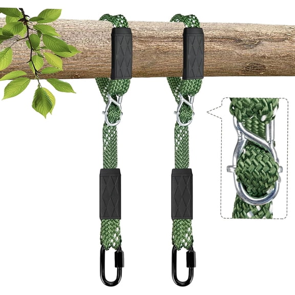 2-Pack 3.33ft Tree Swing Hanging Straps, 800 LB Capacity Adjustable Nylon Heavy Duty Swing Ropes with Safer Lock Snap Carabiner for Hammock, Swing, Outdoor Camping and Aerial Yoga