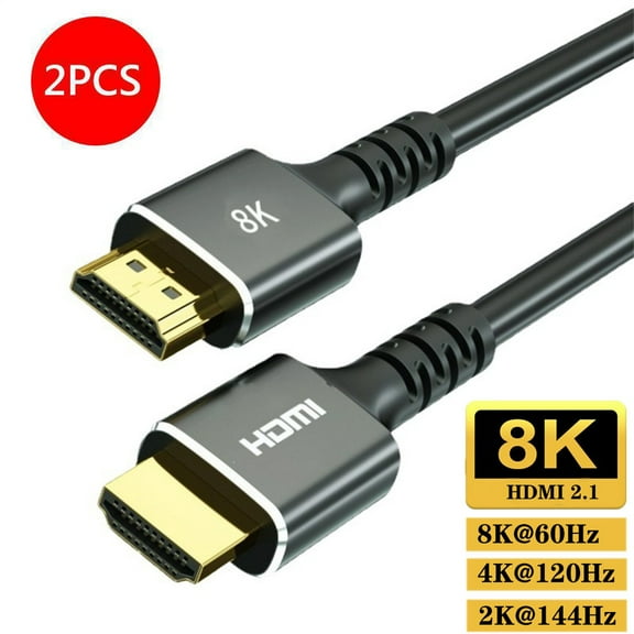 2-Pack 3.3FT 8k 60Hz/ HDMI HD Cable, Version 2.1 48Gbps 4K 120Hz For PS3/4/5 TV PC Monitor Connecting Cable HDMI Cable HD Data Cable 3.3 ft.