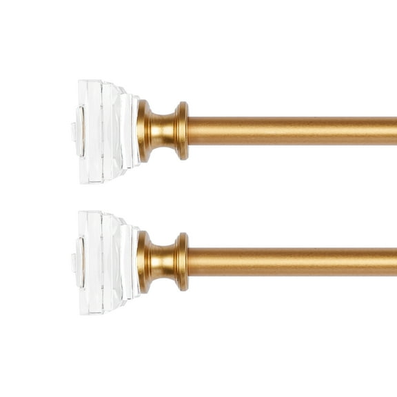 2 Pack 3/4" Diameter Standard Decorative Window Curtain Rod, Adjustable Curtain Rod for Windows , Acrylic Square Finials