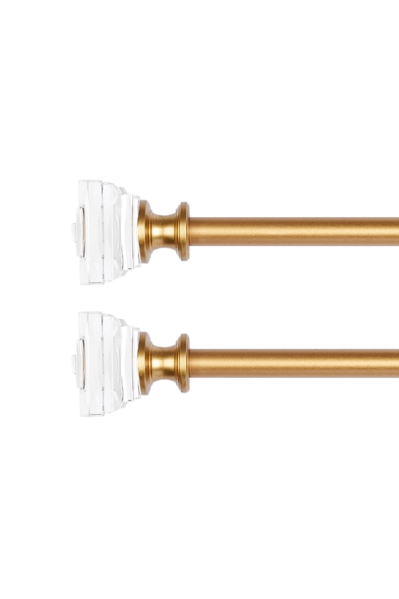 2 Pack 3/4" Diameter Standard Decorative Window Curtain Rod, Adjustable Curtain Rod for Windows, Acrylic Square Finials