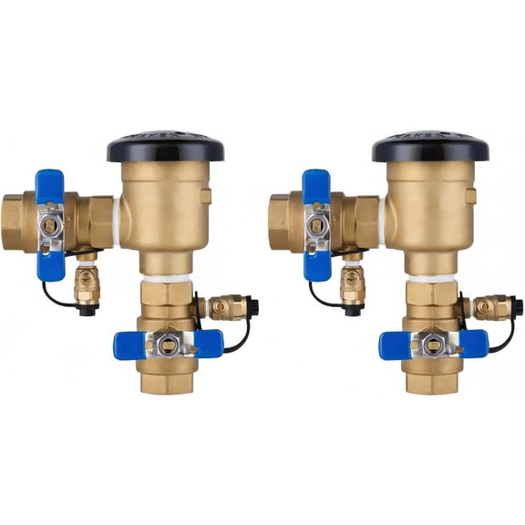 2 Pack 3/4 Inch Backflow Preventer, Pressure Vacuum Breaker Assembly, Heavy Duty Brass Sprinkler Backflow Valve for Lawn Irrigation, Garden Water Line, Outdoor Anti-Siphon Protection, Max 400 PSI