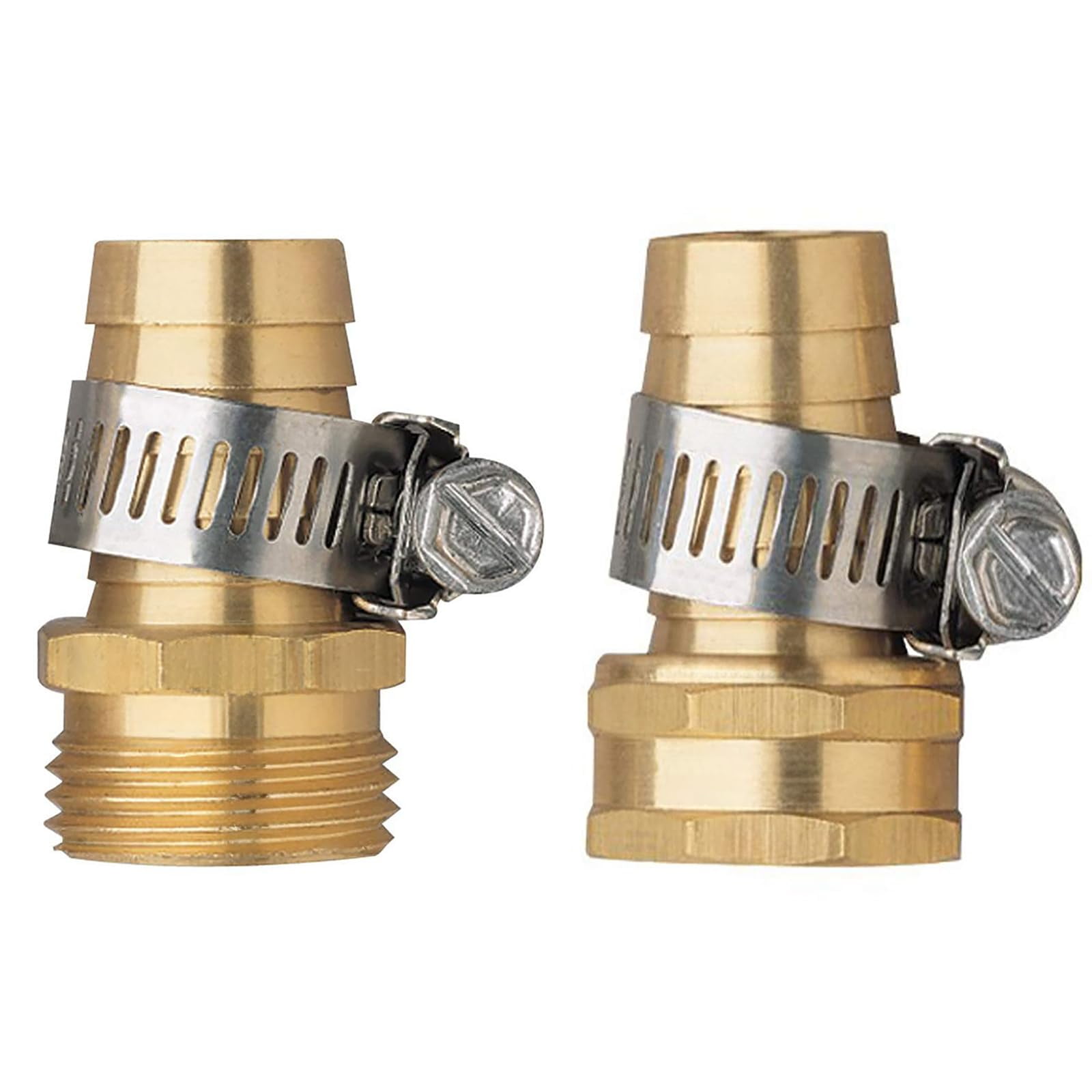 2 Pack 3/4 Inch Brass Thread Garden Hose Connector Hose Mender End
