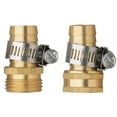 2 Pack 3/4 Inch Brass Thread Garden Hose Connector Hose Mender End