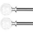 thumbnail image 1 of 2 Pack 3/4 Inch Diameter Adjustable Curtain Metal Rod with Round Clear Acrylic Ball Finials，66 to 120 Inch, 1 of 1