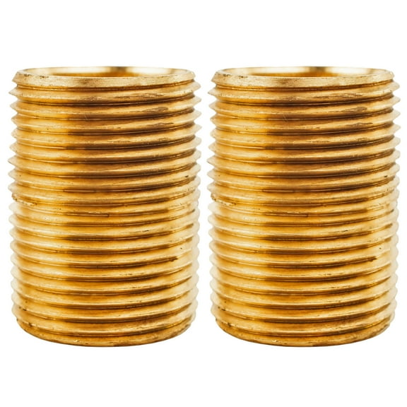 2 Pack 3/4" NPT X Male Close Pipe Nipple Threaded Brass Fitting Pipe Connector
