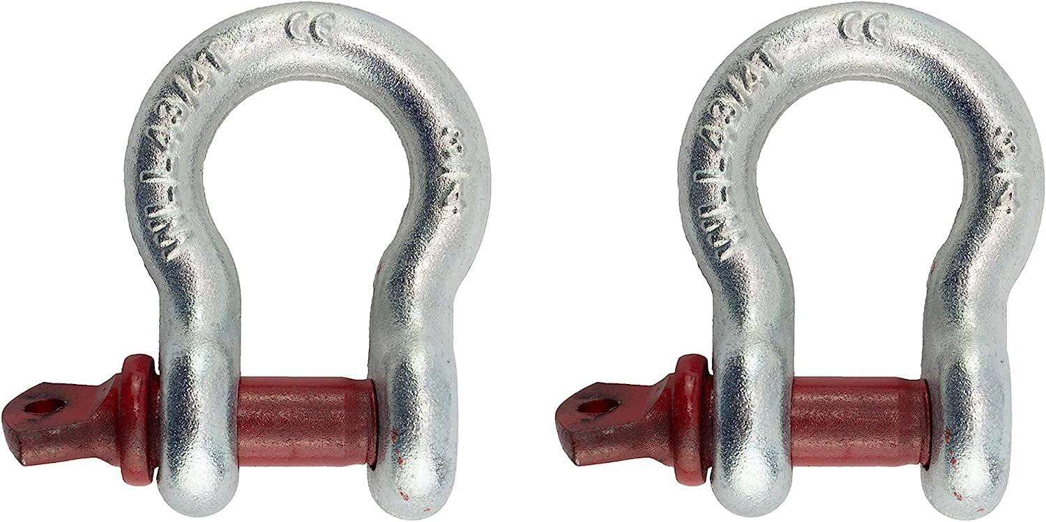 2-Pack 3/4 Inch Black D-Ring Shackles - 4.75 Ton Capacity Tow Shackles