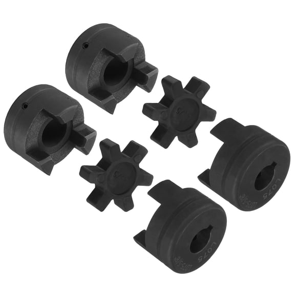 2 Pack 3/4" to 5/8" L075 Flexible 3-Piece L-Jaw Coupling Coupler Set & Buna-N NBR Rubber Spider for Log Splitter Hybrid Equipment