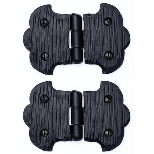 2 Pack 3.5" Black Wrought Iron Hinges - Hand Forged Wrought Iron Door Hinges – Handmade Rustic Iron Hinges for Farmhouse Shutters, Chests, Barn Doors, Shutter and Gates – The Farmhouse Series