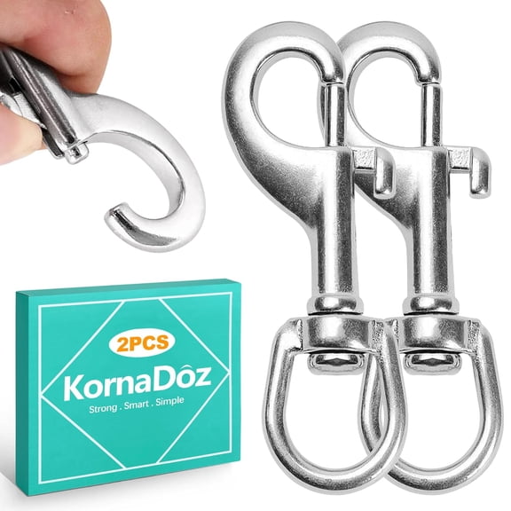 2 Pack 3.5 Inch Heavy Duty Swivel Snap Hooks, Bolt Snap Clips for Dog Leashes, Pet Collars, Ropes & Chains - Durable Dog Leash Hardware, Prong Collar Safety Backup, Pet Accessory