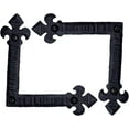 thumbnail image 1 of 2 Pack 3.5" Metal L Bracket for Furniture - Black - Handmade Decorative Steel Brackets - Rustic Metal Corner Brackets for Front Doors, Gates, Garages, Tables & Cabinets - The Fleur De Lis Series, 1 of 4