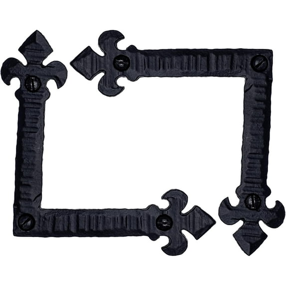 2 Pack 3.5" Metal L Bracket for Furniture - Black - Handmade Decorative Steel Brackets - Rustic Metal Corner Brackets for Front Doors, Gates, Garages, Tables & Cabinets - The Fleur De Lis Series