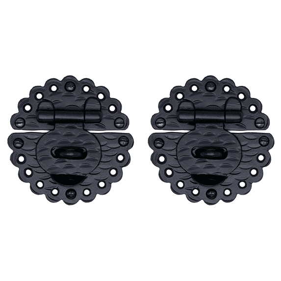 2 Pack 3.5 inch Decorative Furniture Hasp Small Latch - Antique Trunk Hardware, Wrought Iron Decorative Hardware, Decorative Metal Hardware - the Hacienda Series by Borderland Rustic Hardware