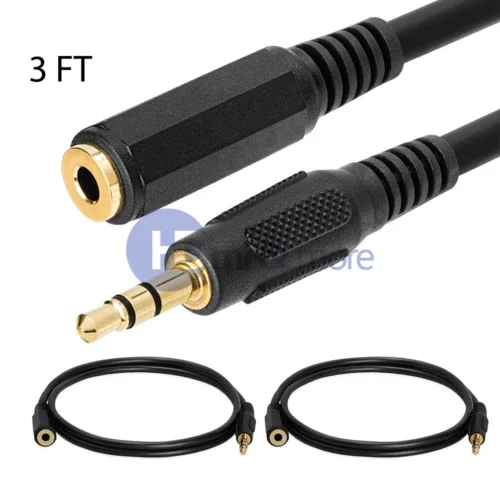 2 Pack 3.5Mm Extension Cable 3Ft Headphone Cable Extender Aux Stereo Audio Cord