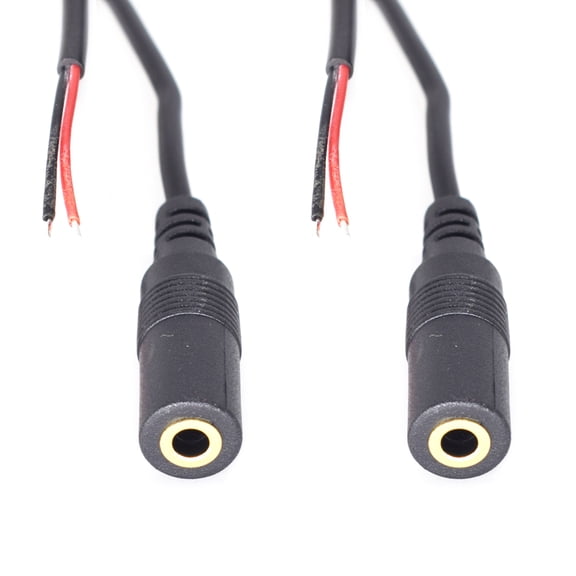 2-Pack 3.5mm (1/8") TS Mono Female Jack to Bare Wire Cable - 10cm Audio Connector for Speaker Repair - US Stock & Fast Shipping