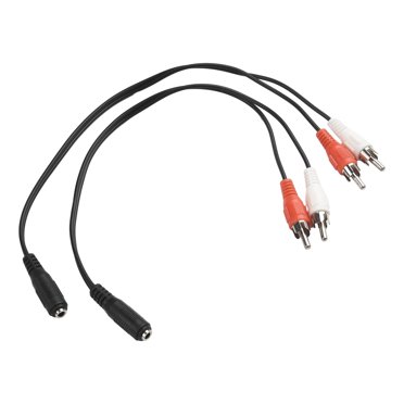 JacobsParts 1ft 2-RCA Male Plug To 3.5mm Female Aux Stereo Audio Headphone Jack Converter Adapter Cable