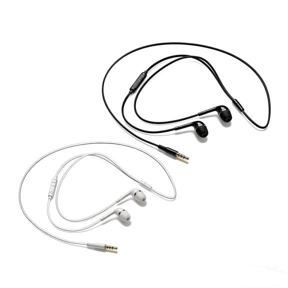 2 Pack 3.5mm Wired In-Ear Headphones, HiFi Stereo Earbuds with Microphone & In-Line Control, Noise Isolating Comfort Fit Earphones Compatible with Android PC