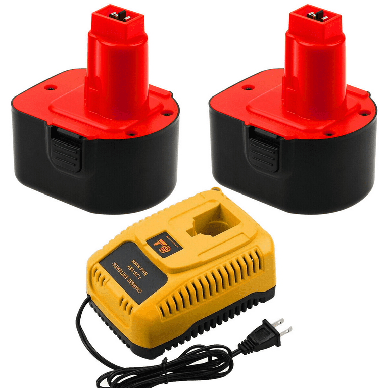 2 Pack 3.6Ah Battery Replacement for Dewalt 12V Battery DC9071 DW9072 DW953 7.2V 18V Replacement Charger Compatible with Dewalt NI CD NI MH Battery