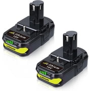 عبوتان 3.6 أمبير P102 18 فولت بطارية ليثيوم أيون بديلة لبطارية Ryobi 18 فولت P102 P103 P104 P105 P107 P108 P190 متوافقة مع الأدوات اللاسلكية لبطارية Ryobi