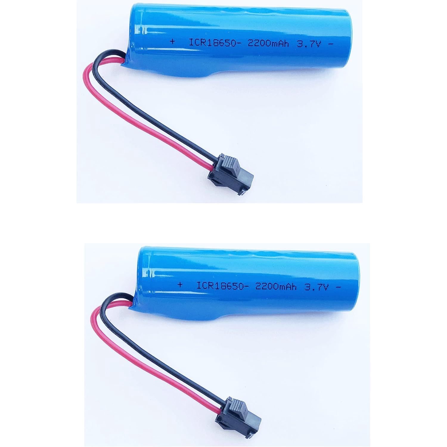 2 Pack 3.7v 2200mAh ICR18650 Rechargeable Lithium Ion Battery with SM 2P Plug