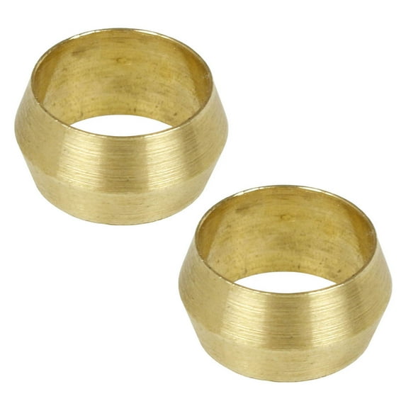 2 Pack 3/8" Compression Sleeve Solid Brass Ferrule for 3/8" Compression Tubing