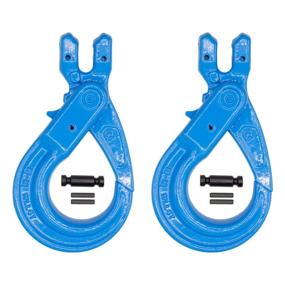 2 Pack 3/8" G100 Clevis Self-Locking Hook, Blue Alloy Steel, 8,800 lbs WLL Heavy Duty Rigging Hook for 3/8" Lifting Chains, Wire Ropes, Overhead Lifting & Industrial Use