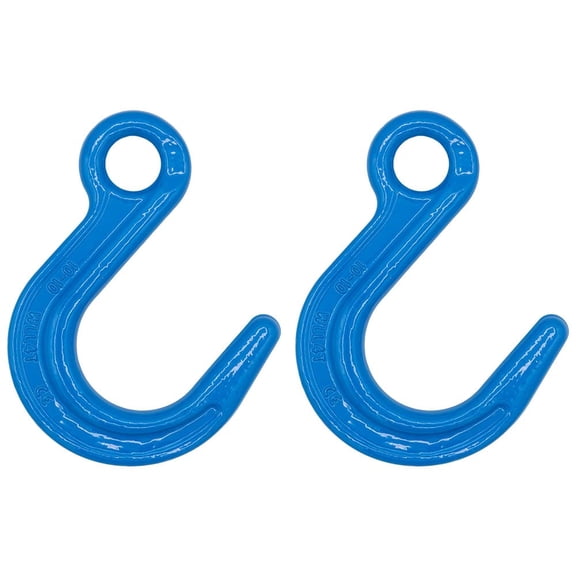 2 Pack 3/8" G100 Eye Foundry Hook for Lifting & Rigging | 8800 LBS WLL | 35200 LBS Break Strength | Fits G100 3/8" Chains Wire Ropes Slings | Blue Alloy Steel