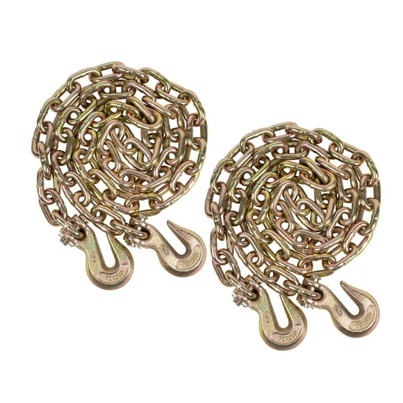 2 Pack 3/8 Inch x 20 FT Grade 70 Binder Chain with Clevis Grab Hooks - G70 Transport Tow Chain - 6,600 Lbs Working Load Limit