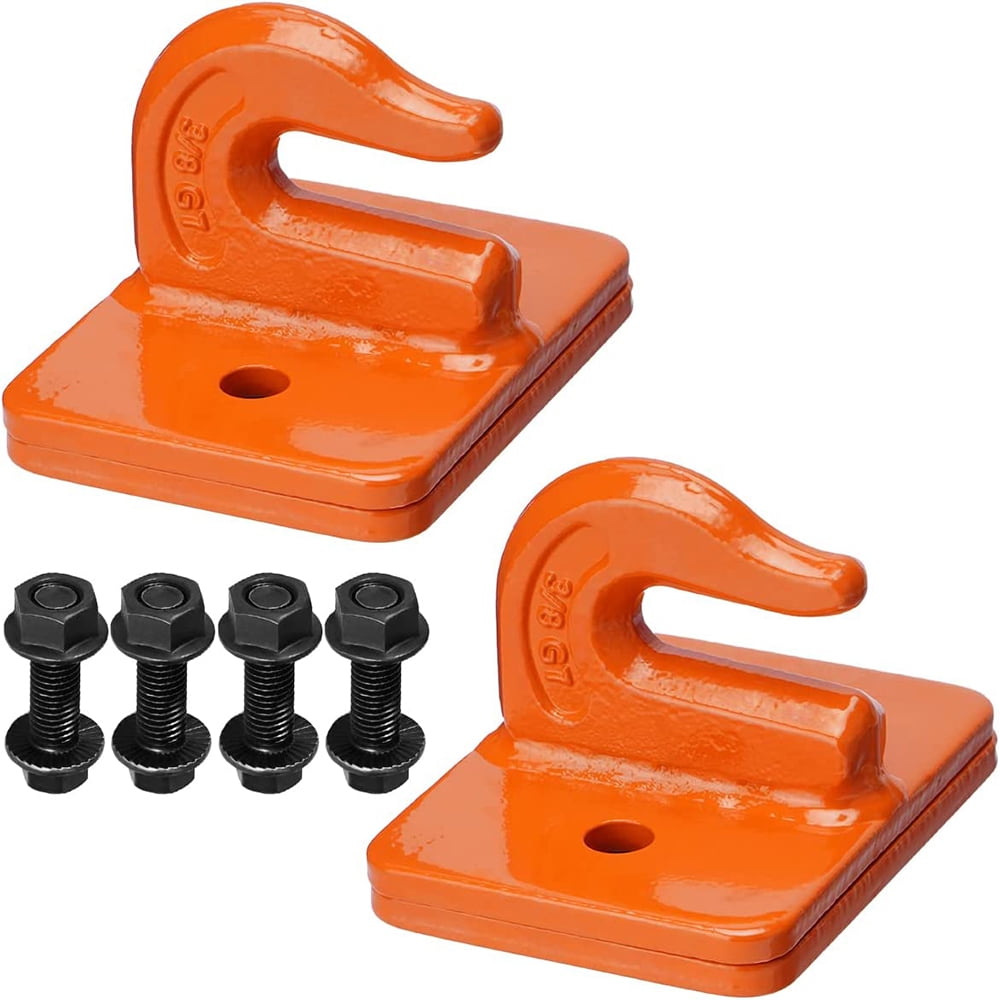 2 Pack 3/8" Tractor Bucket Hook Grade 70 Steel Bolt On Grab Hook