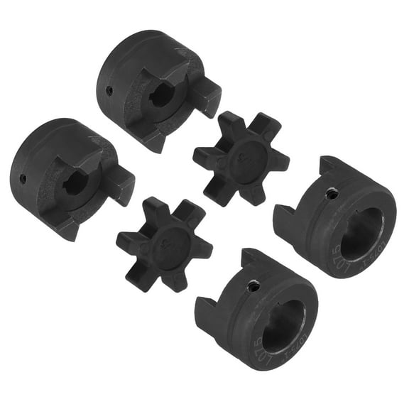 2 Pack 3/8" to 1" L075 Flexible 3-Piece L-Jaw Coupling Coupler Set & Buna-N NBR Rubber Spider for Log Splitter Hybrid Equipment