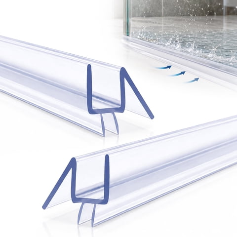 2-Pack 3/8 x 39 Frameless Shower Door Bottom Seal Strip for Glass Doors, Water Barrier to Help Prevent Shower Leaks