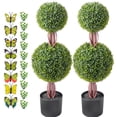 thumbnail image 1 of 2 Pack 3' Artificial Boxwood Topiary Tree Faux Plant UV Decor In/Outdoor, 1 of 6