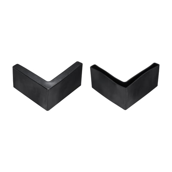 2 Pack 3" Bed Frame End Caps, Rubber L-Shape Angle Iron Foot Pad Leg Protector, Anti-Slip Leg Caps Edge Corner Furniture End Covers for Furniture Shelves, Black