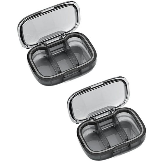 2 Pack 3 Compartment Small Pill Box, Moisture Proof Case, Travel Organizer for Pocket Purse, Daily Portable Medicine Vitamin Container, Fish Oil and Supplement Storage