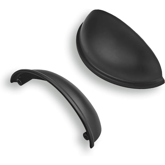 2 Pack 3" Drawer Pulls Matte Black Cabinet Cup Pulls Kitchen Hardware Cabinet Handles Drawer Handles Knobs 3 inch (76mm) Center to Center