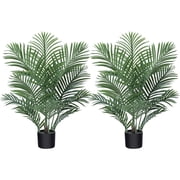 DR.Planzen 2 Pack 3 Feet Fake Majesty Palm Plant Artificial Majestic Palm Faux Ravenea Rivularis in Pot for Indoor Outdoor Home Office Store, Great Housewarming