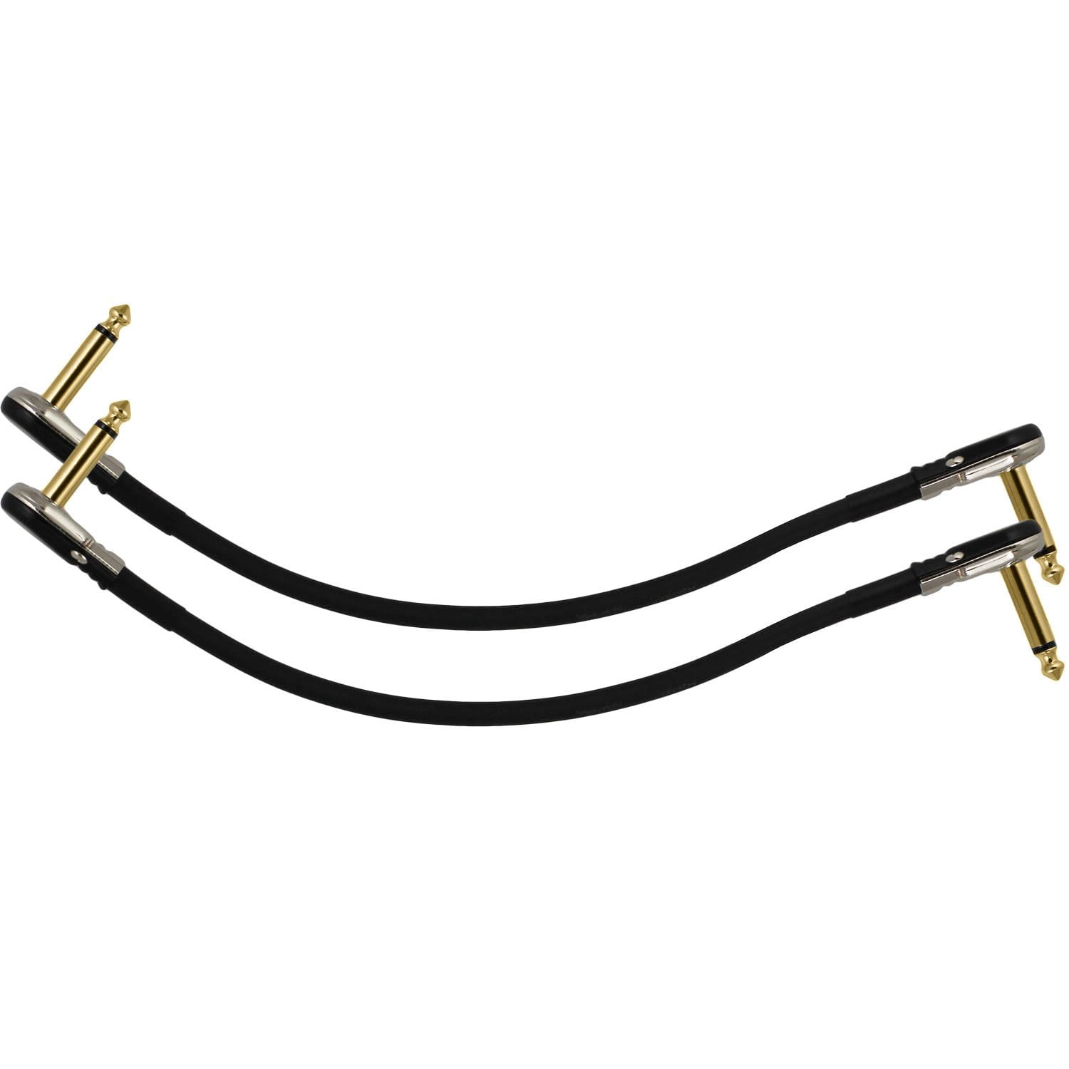 2-Pack 3 Ft S-Shape Castline Gold Mogami 2524 Guitar Pedal Board Patch Cable TS Low Profile Pancake Connector