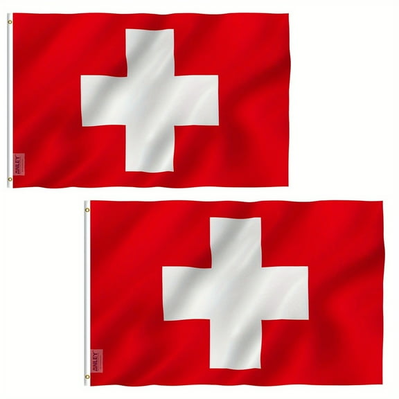 Anley2 Pack Fly Breeze 3x5 Foot Switzerland Flag - Swiss Flags Polyester