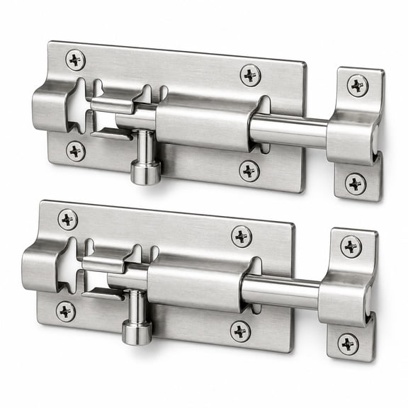 2 Pack 3 Inch Slide Barrel Bolt Latch, Stainless Steel Sliding Door Lock with 12 Screws, Silver Latch for Doors, Cabinets, Windows, Gates, Sheds