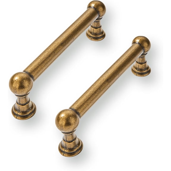 2 Pack 3 Inch Solid Kitchen Cabinet Handles Antique Brass Heavy Duty Cabinet Pulls Drawer Pulls Cabinet Hardware Kitchen Handles for Cabinets Cupboard Handles